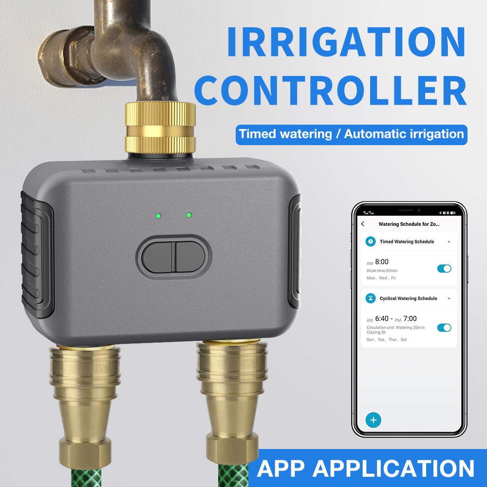 Smart Garden Indoor - Tuya 2-zone besproeiingstimer Tuin Automatische irrigatiecontroller