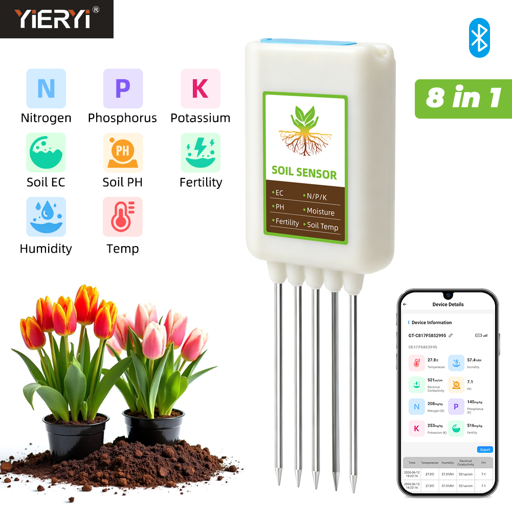 Yieryi Bluetooth 8-in-1 Bodemt - Soil Test Digital recensie en prijs