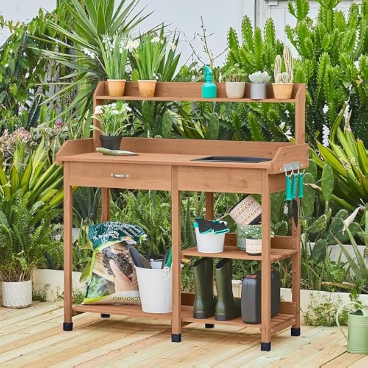 Rustieke tuinwerkplek van denn - Garden Weather Station recensie en prijs